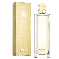 TOUS Eau de Parfum bottle closeup with gold cap for a luxurious, long-lasting scent