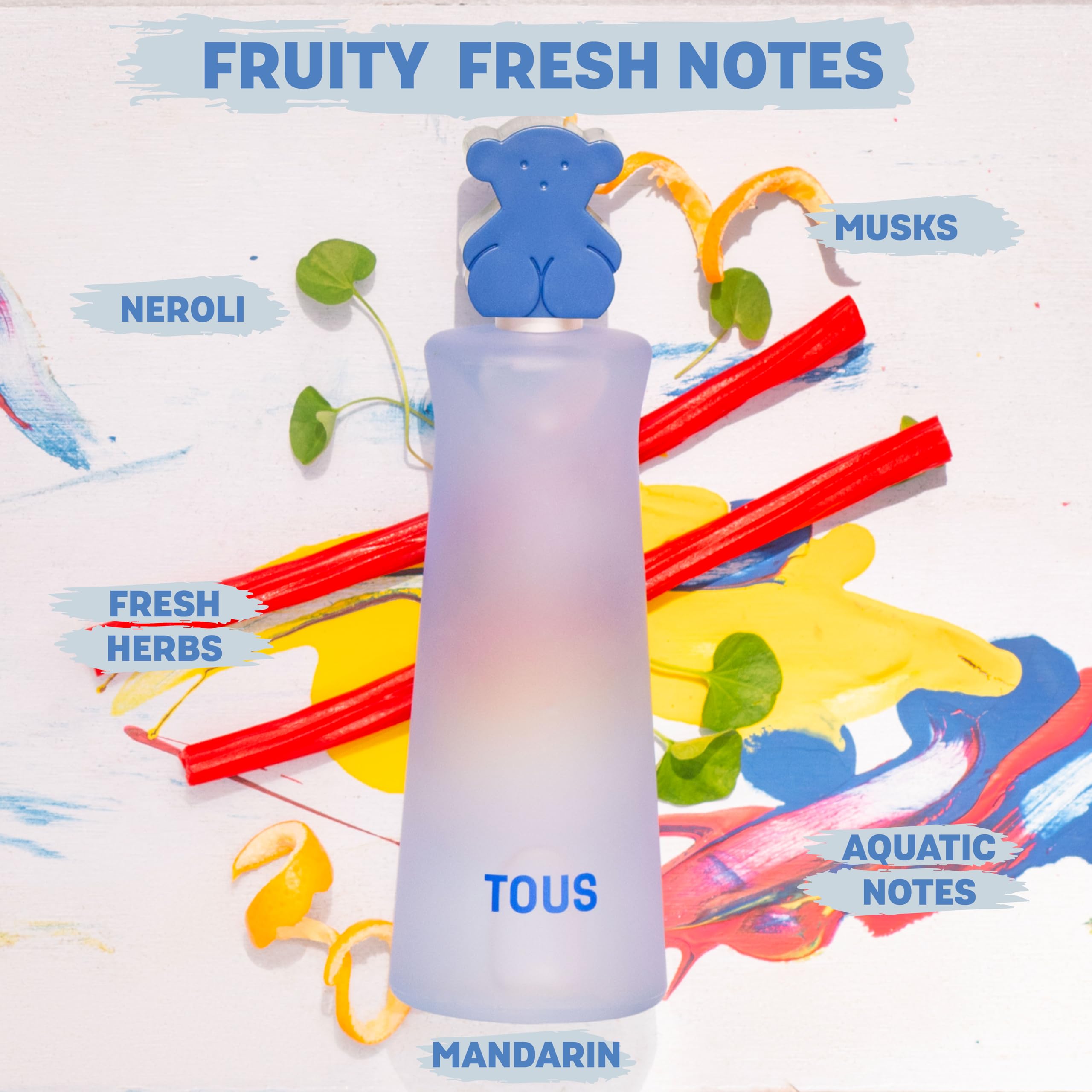 TOUS scent notes apricot coconut vanilla image communicates delightful, subtle fragrance profile.