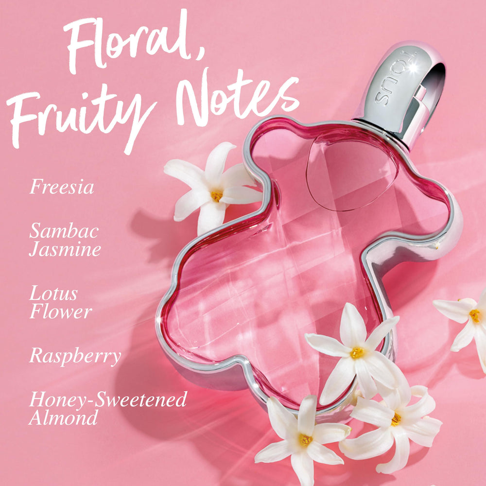 TOUS LoveMe EDP bottle edges reflect light for premium look.