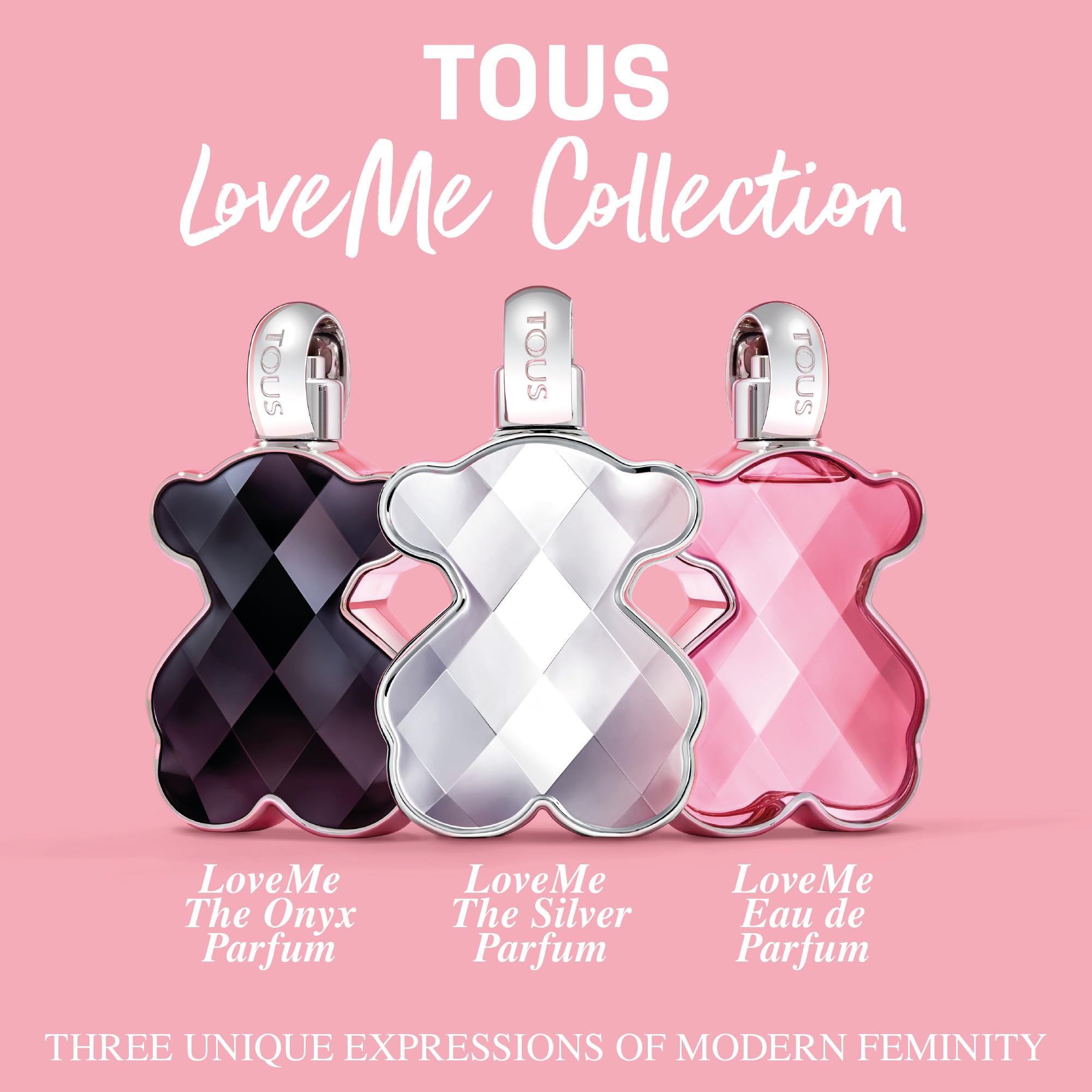 TOUS LoveMe EDP bottle with rose-toned accents for romance vibes.