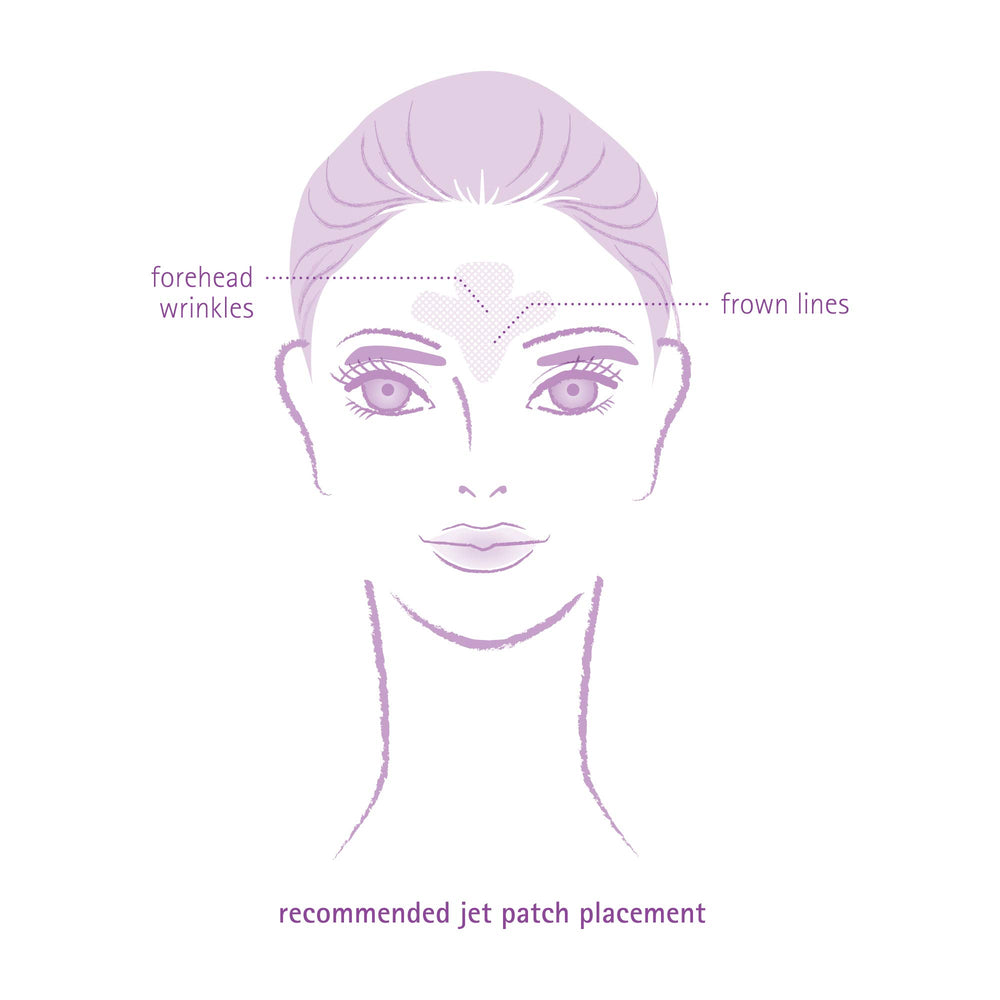 Toute Nuit Wrinkle Patches Jet transparent skin patch showing easy non-irritating application.