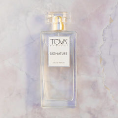 Tova Signature on vanity display for everyday fragrance ritual