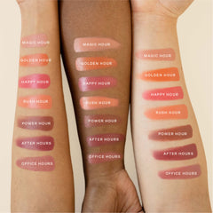 Cream blush texture swirl on cheek for luminous finish