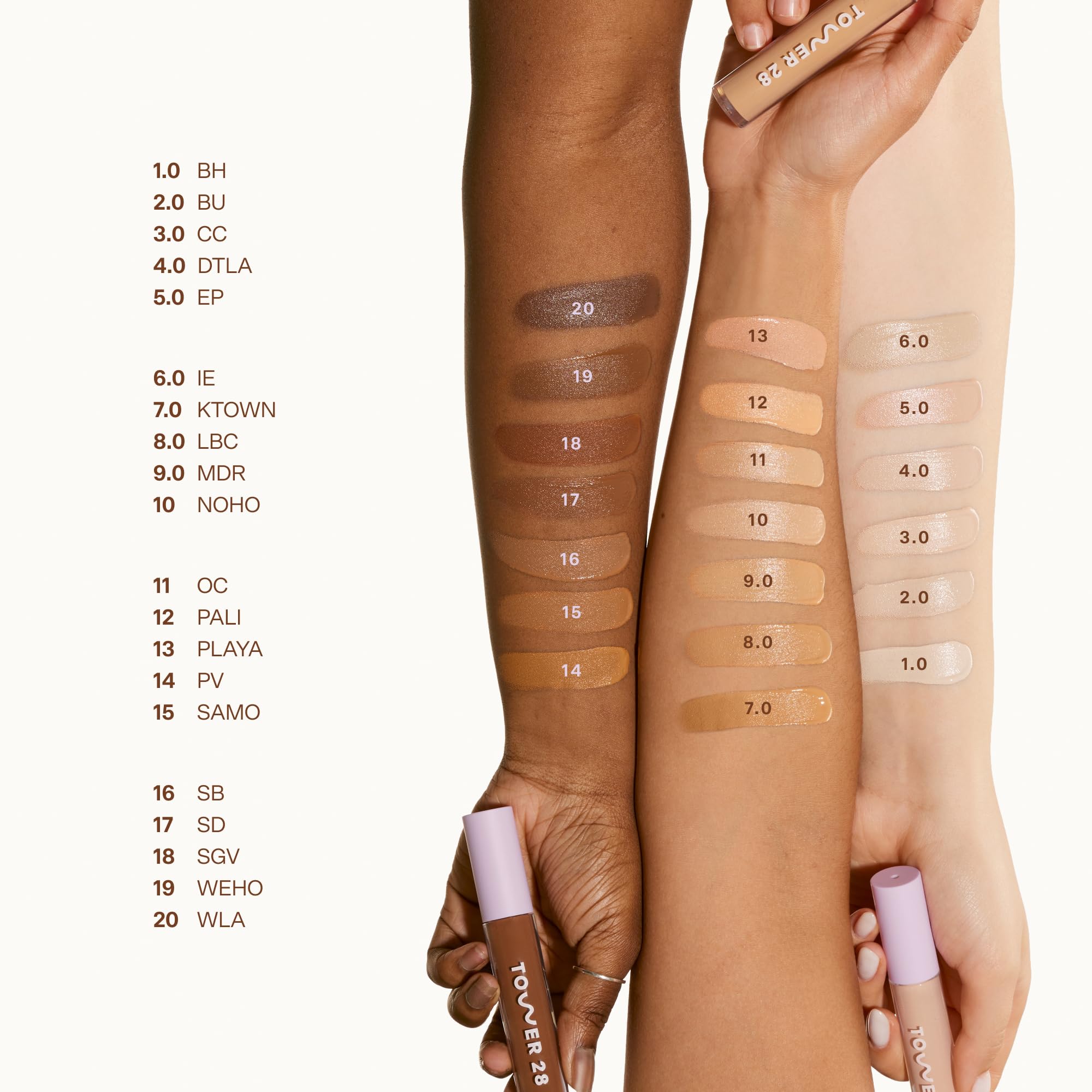 Tower 28 Swipe Serum Concealer shade 5.0 EP swatch on skin
