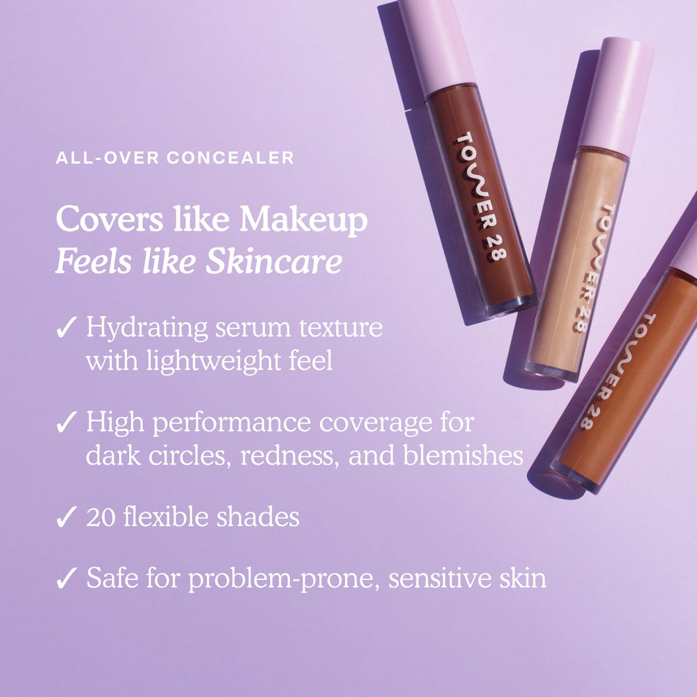Tower 28 Swipe Serum Concealer texture close up showcasing creamy finish