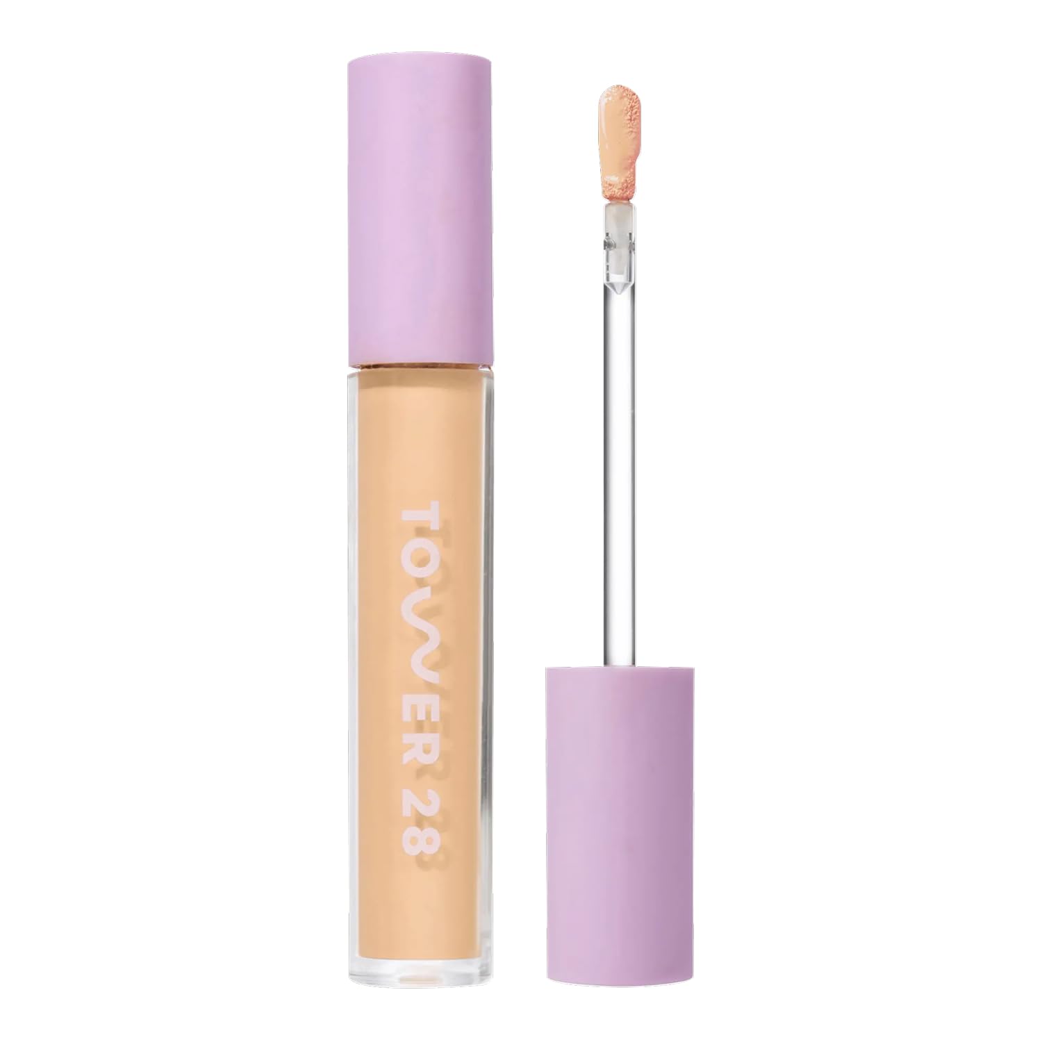 Tower 28 Beauty Swipe Serum Concealer tube close-up with hydrating, skin-like finish.