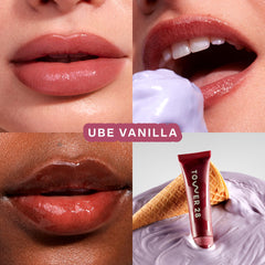 Tower 28 LipSoftie closeup texture shows cushiony non sticky finish on lips.