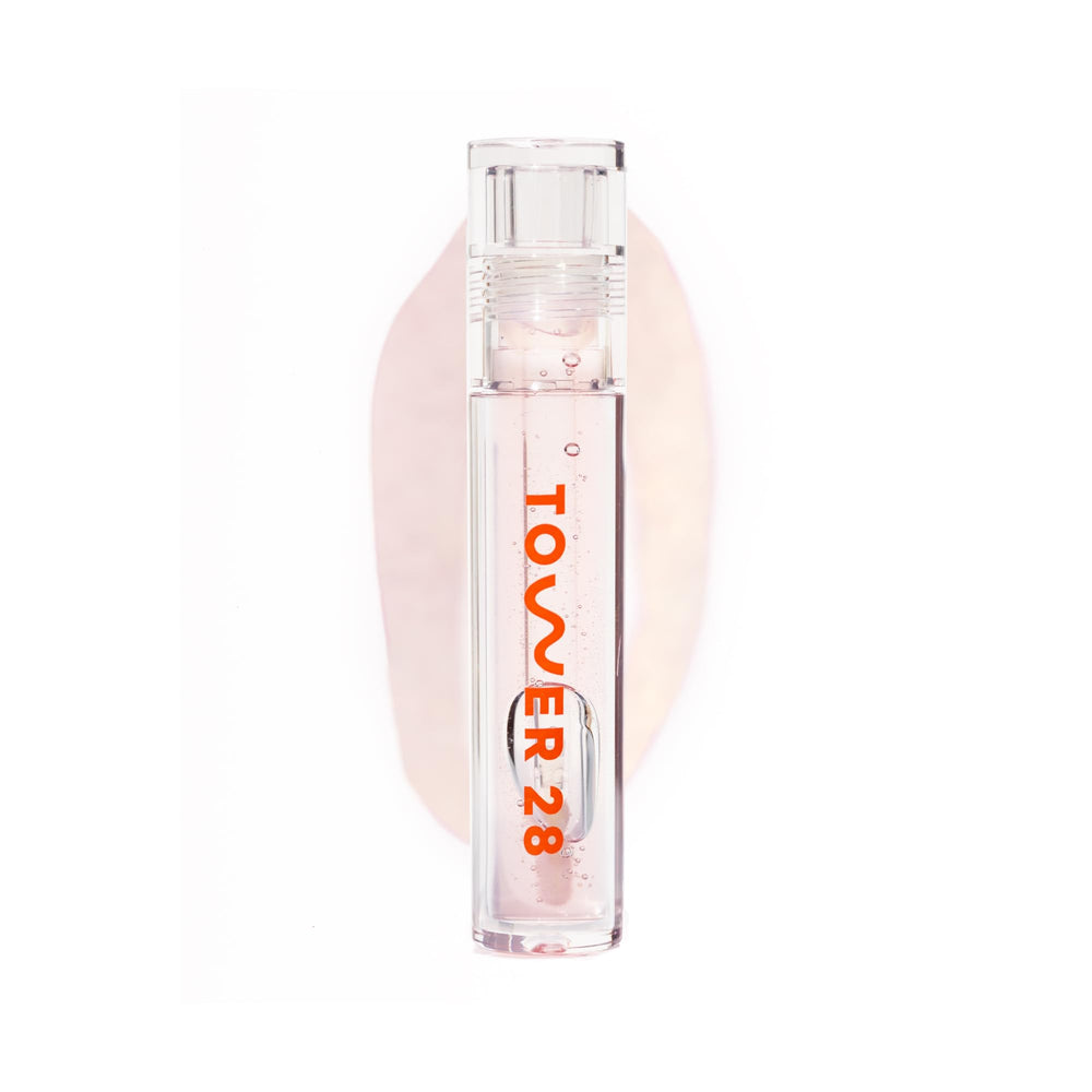Tower 28 ShineOn Lip Jelly Chill clear gloss with non-sticky shine for hydrated lips.