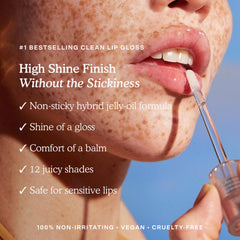 Tower 28 ShineOn Lip Jelly OAT nourishing oils blend shown in product imagery