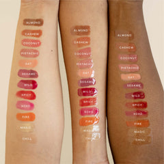 Oil blend close-up highlighting apricot, castor, avocado, rosehip, raspberry oils