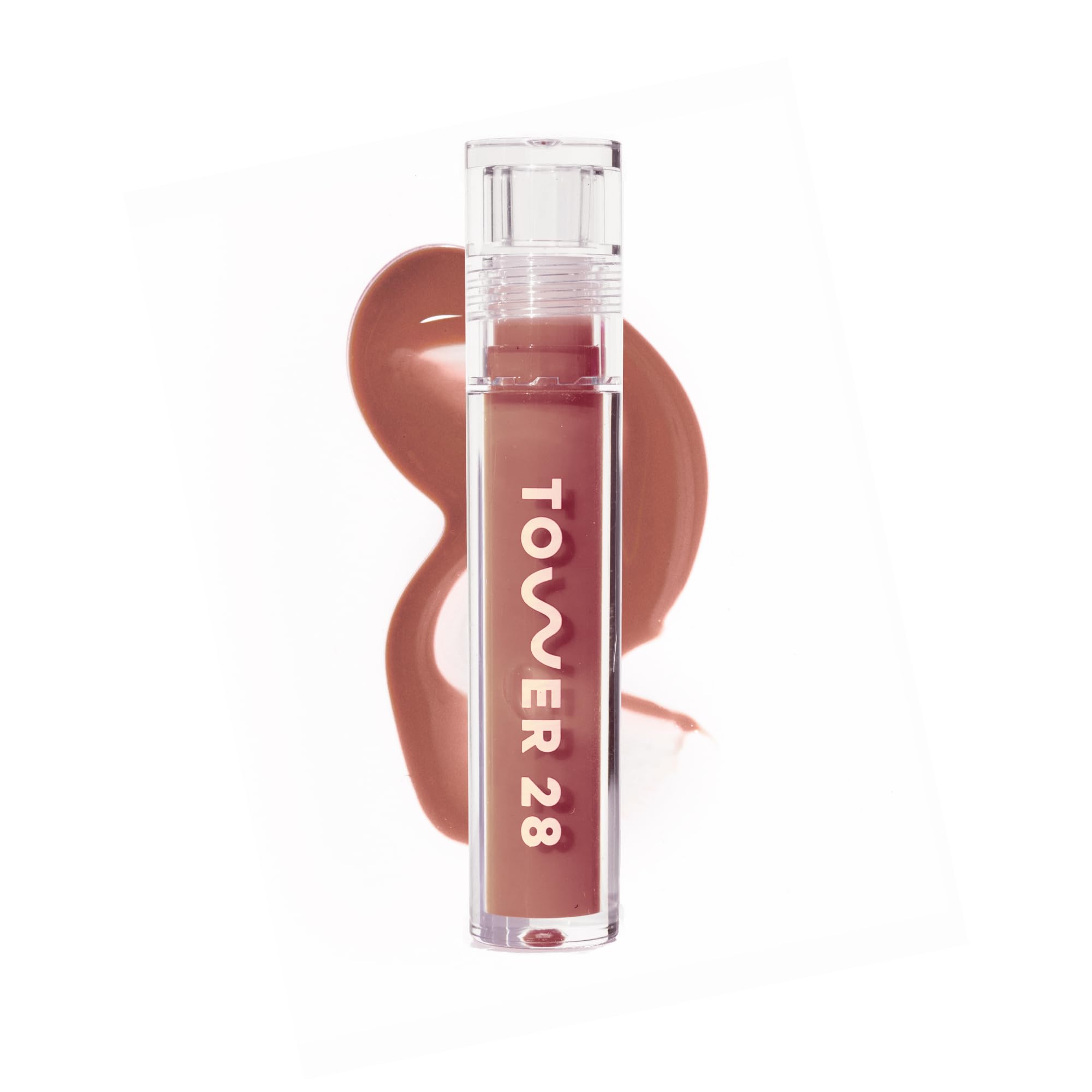 Tower 28 ShineOn Milky Lip Jelly Cashew tube, non-sticky hydration.