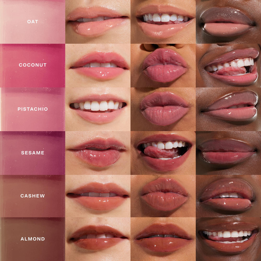 Tower 28 ShineOn Milky Lip Jelly Sesame texture detail shows smooth non-sticky finish.