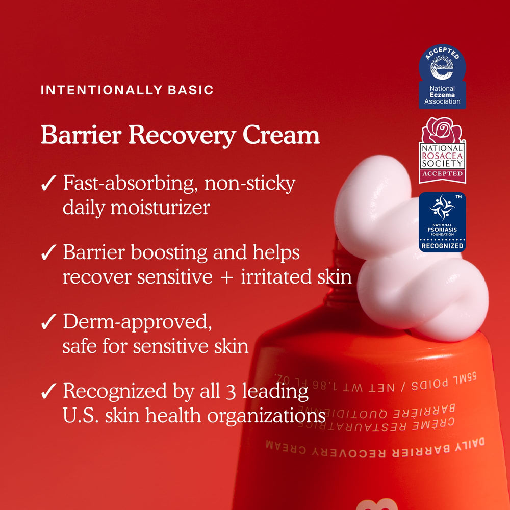 Tower 28 SOS cream texture shown as lightweight, non-greasy hydration on skin.