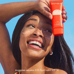 Tower 28 SOS Faceguard pump-dispense bottle for easy, clean application under makeup
