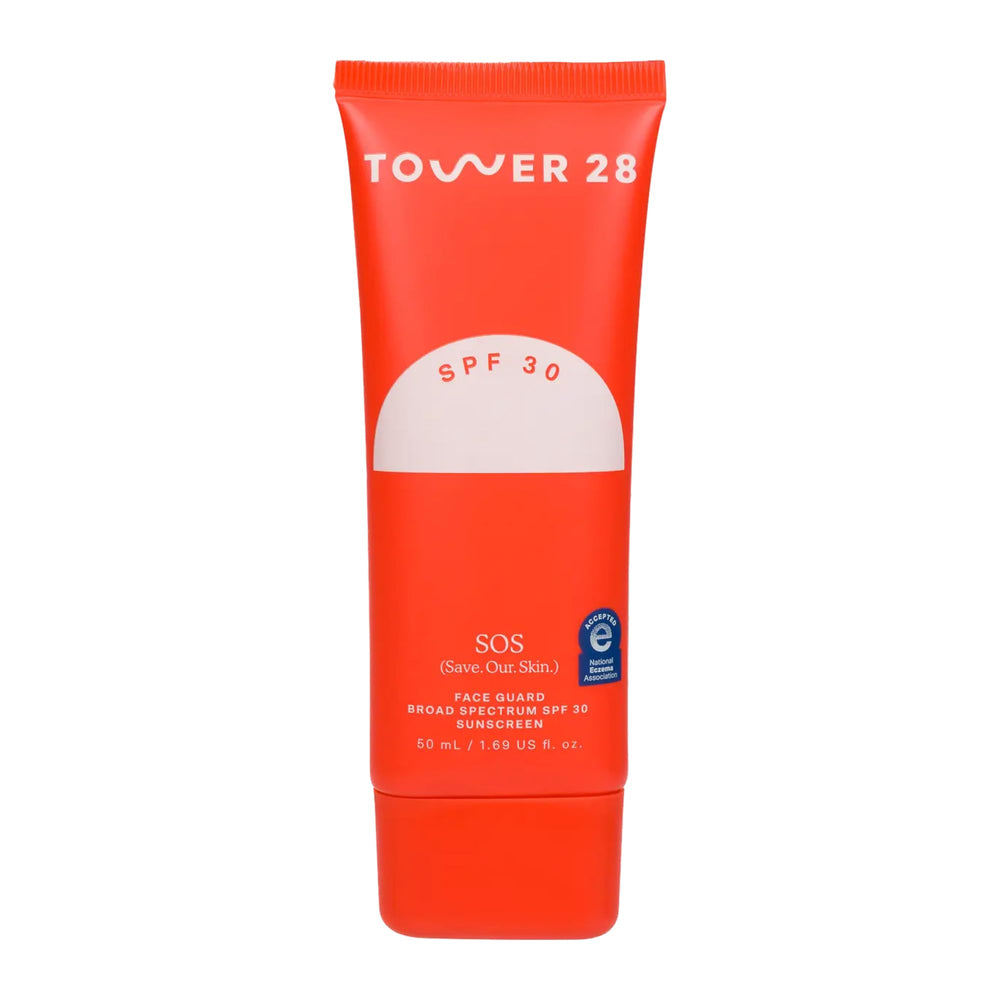 Tower 28 SOS Faceguard SPF 30 cream texture for a lightweight daily sunscreen