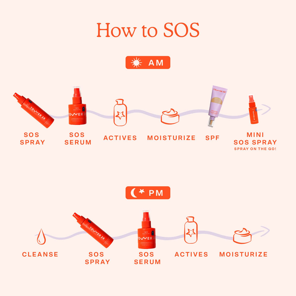 Tower 28 SOS Intensive Rescue Serum packaging highlights vegan and cruelty-free credentials