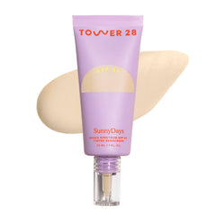 Tower 28 SunnyDays SPF 30 bottle pump highlights easy, non-greasy sunscreen protection.