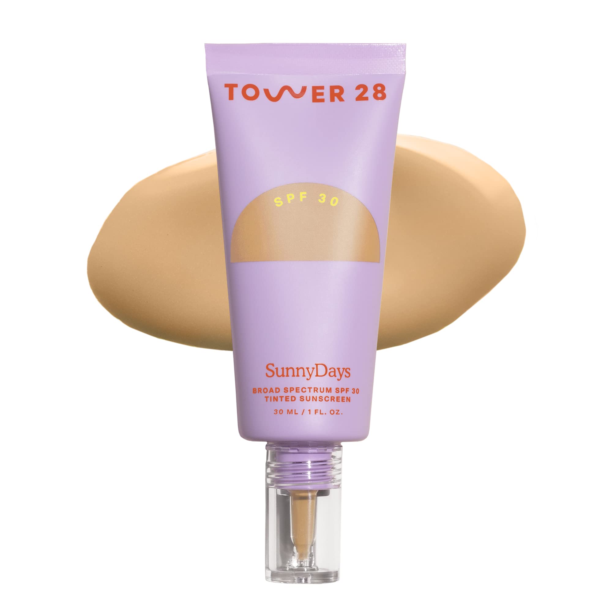 Tower 28 SunnyDays SPF 30 bottle pour shows a non-greasy finish