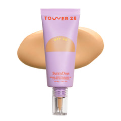 Tower 28 SunnyDays SPF 30 bottle pour shows a non-greasy finish