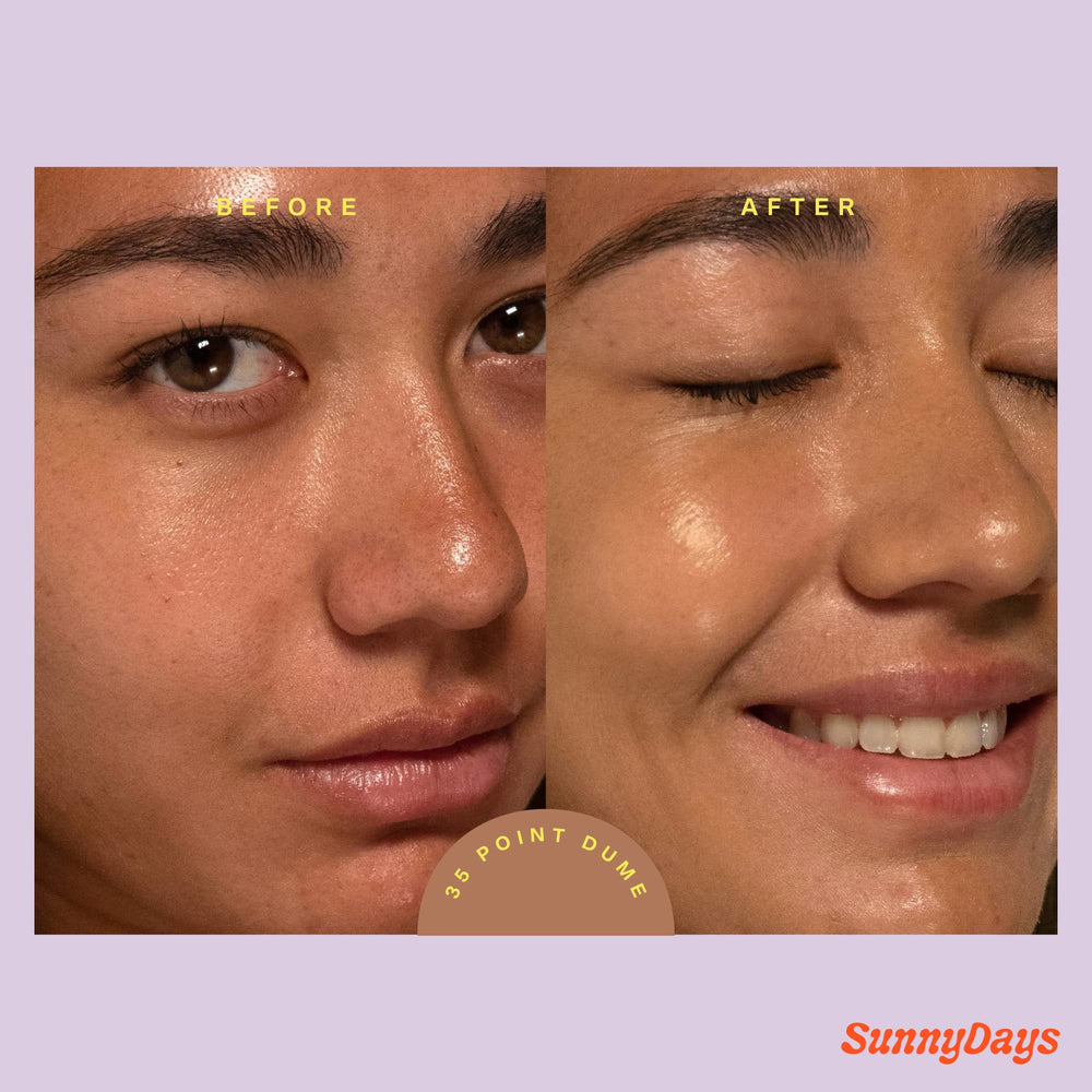 In-use shot shows a non-greasy feel suitable for sensitive skin