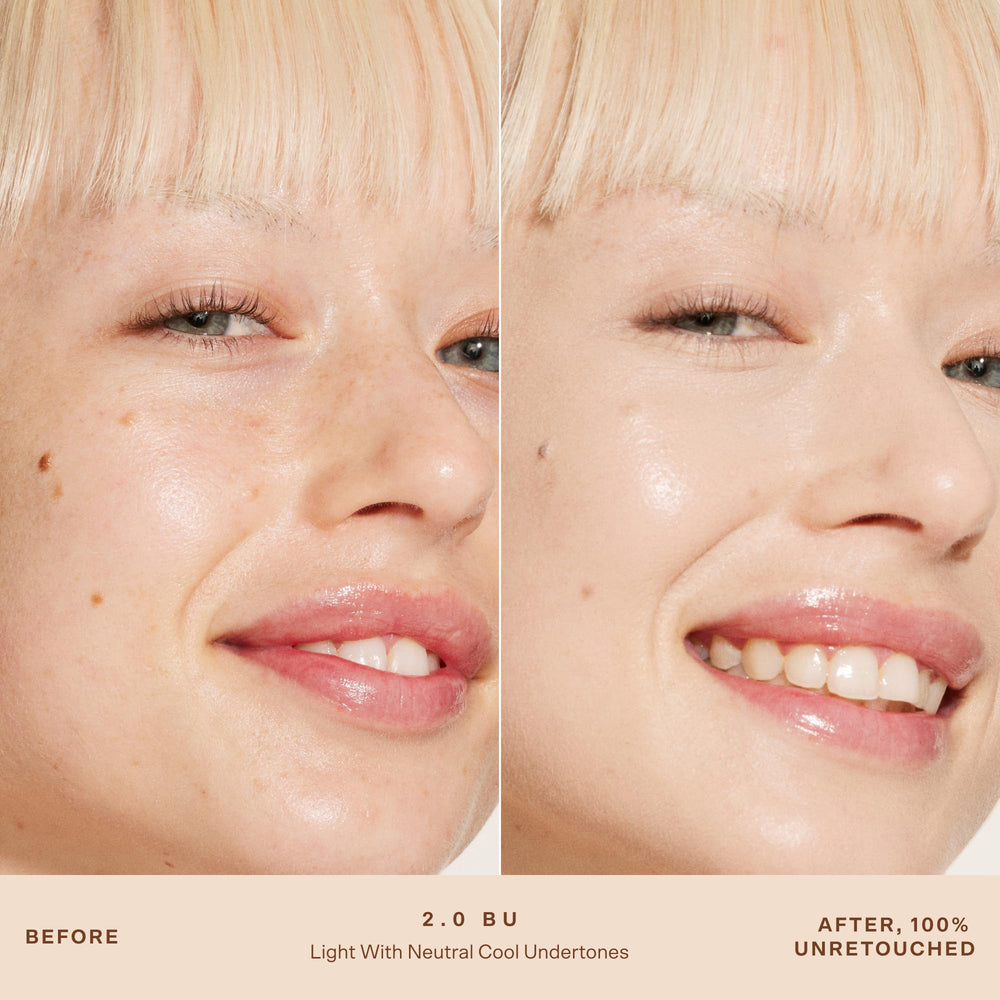 Tower 28 Swipe Serum Concealer applying shot demonstrates seamless blend to cover imperfections