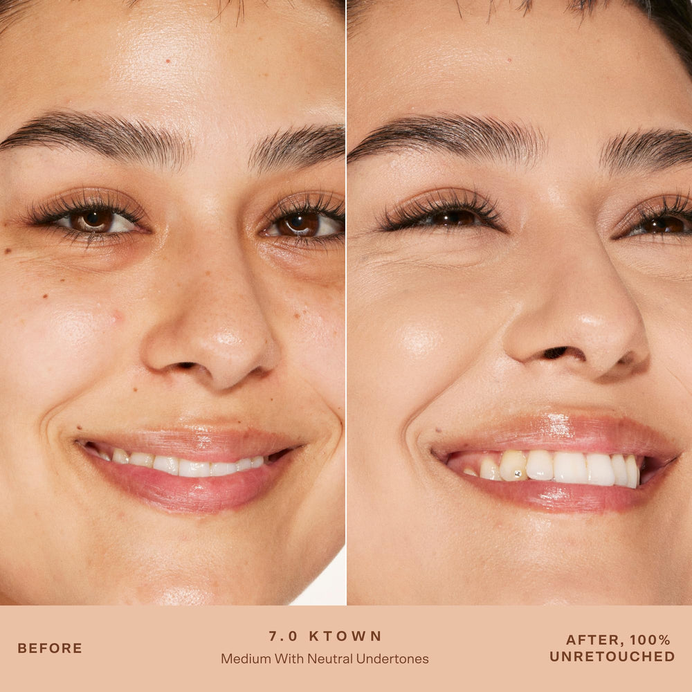 Tower 28 Swipe Serum Concealer blends to skin-like finish after application.