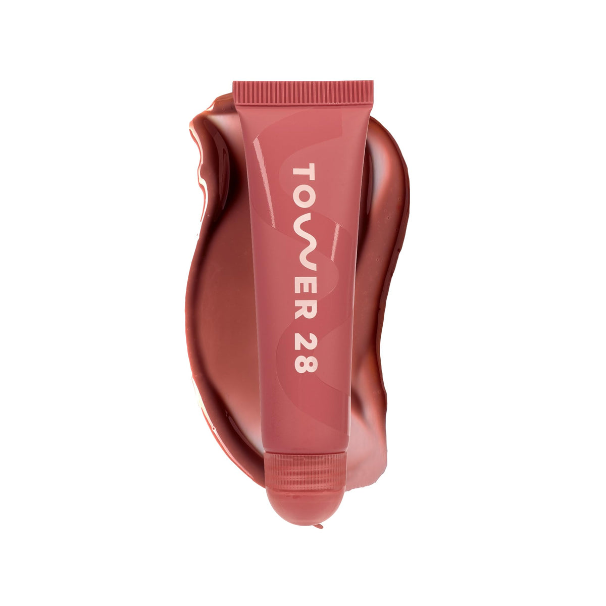 Tower 28 LipSoftie Red Bean Mochi jar closeup showing rich hydration for dry lips.