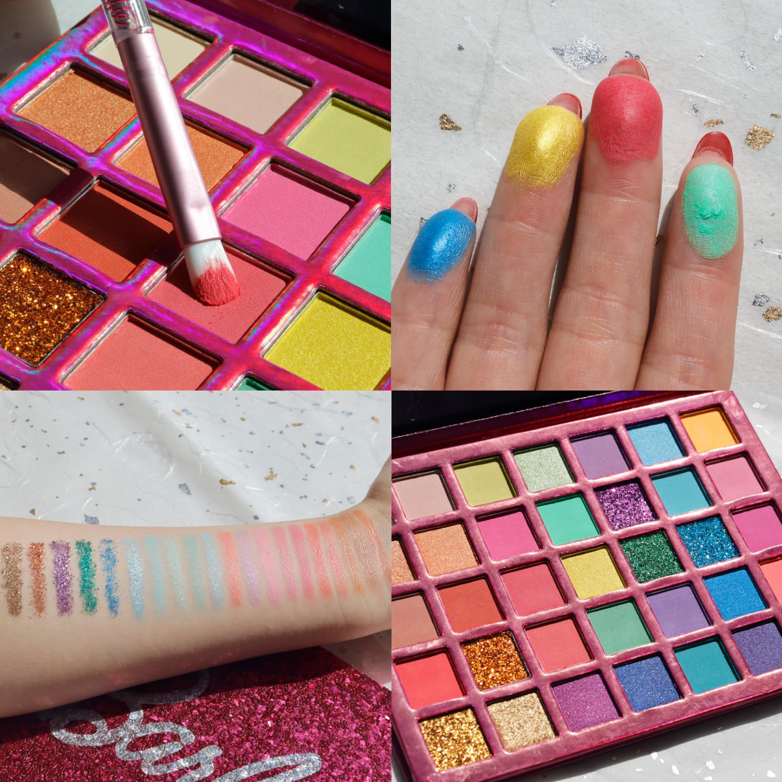 Townley Girl Barbie shimmer swatch closeup demonstrates vibrant, kid-friendly sparkle for playtime looks.