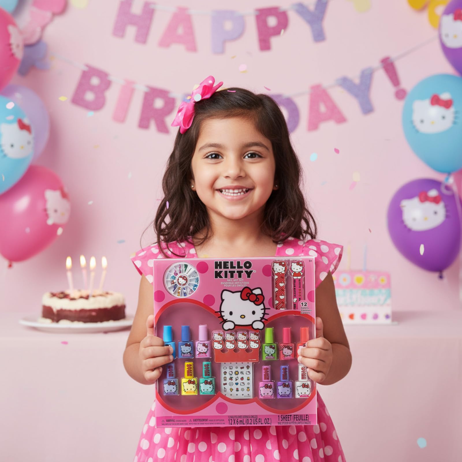 Townley Girl Hello Kitty nail polish set uses a water-based formula for kid-friendly play.