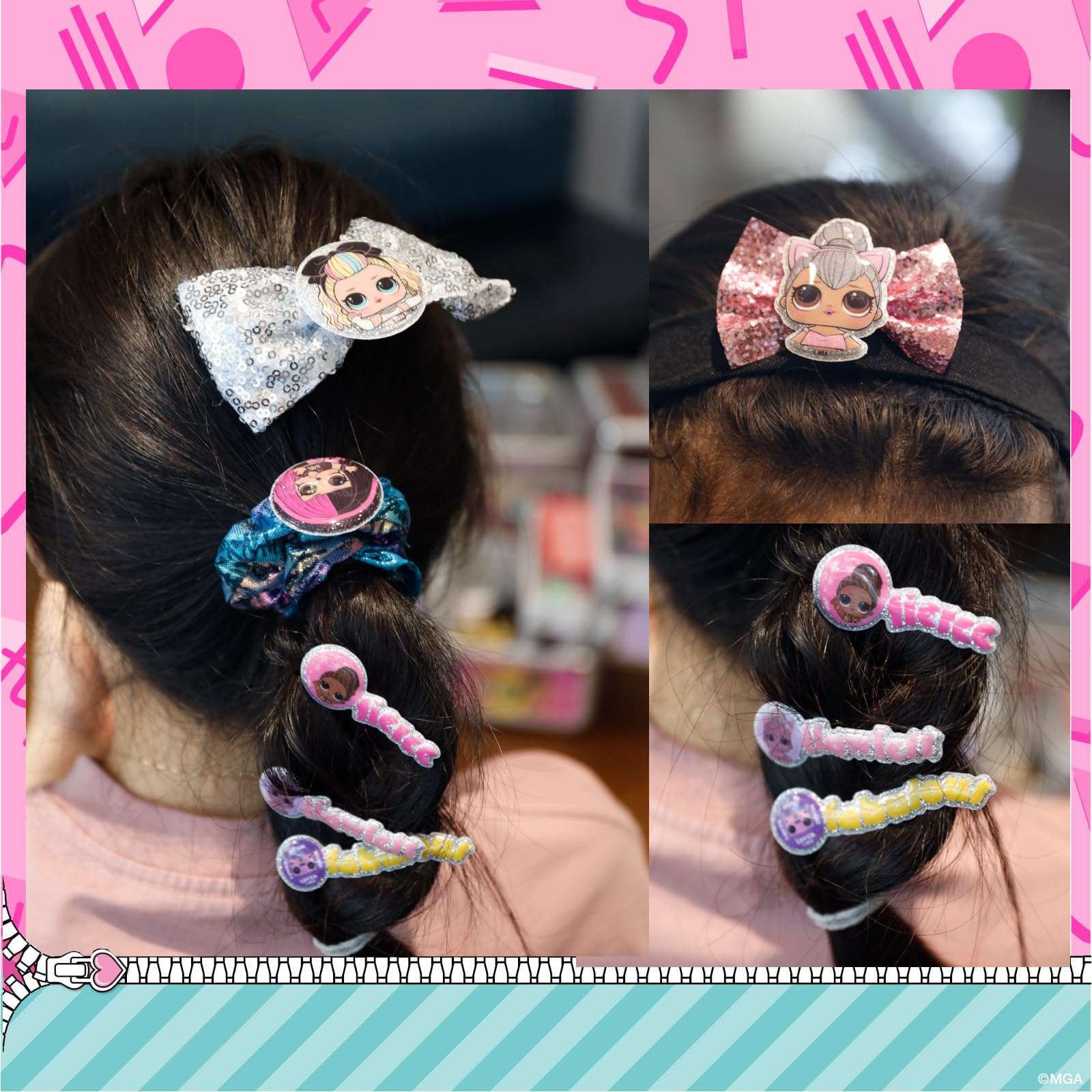 Townley Girl L.O.L. glittery Bobby pins sparkle during pretend styling sessions.
