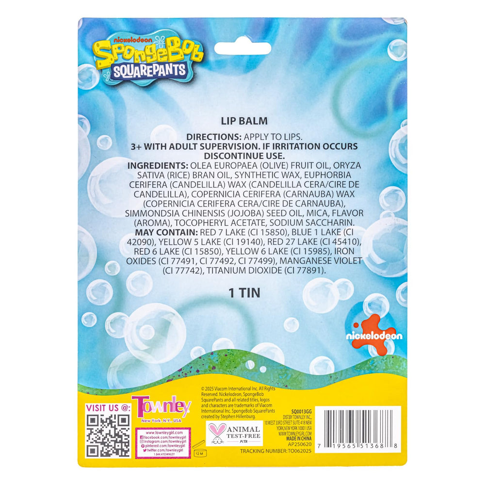 Townley Girl SpongeBob lipbalm in colorful set boosts gift-giving appeal.