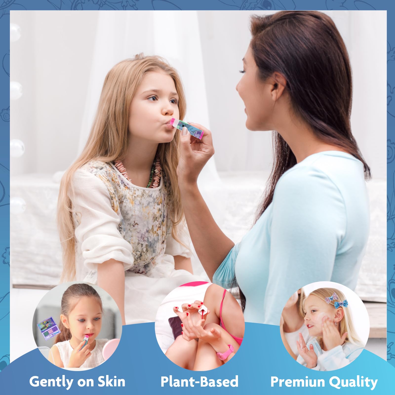 Townley Girl two glittery hair bows with Stitch icons for cute styling