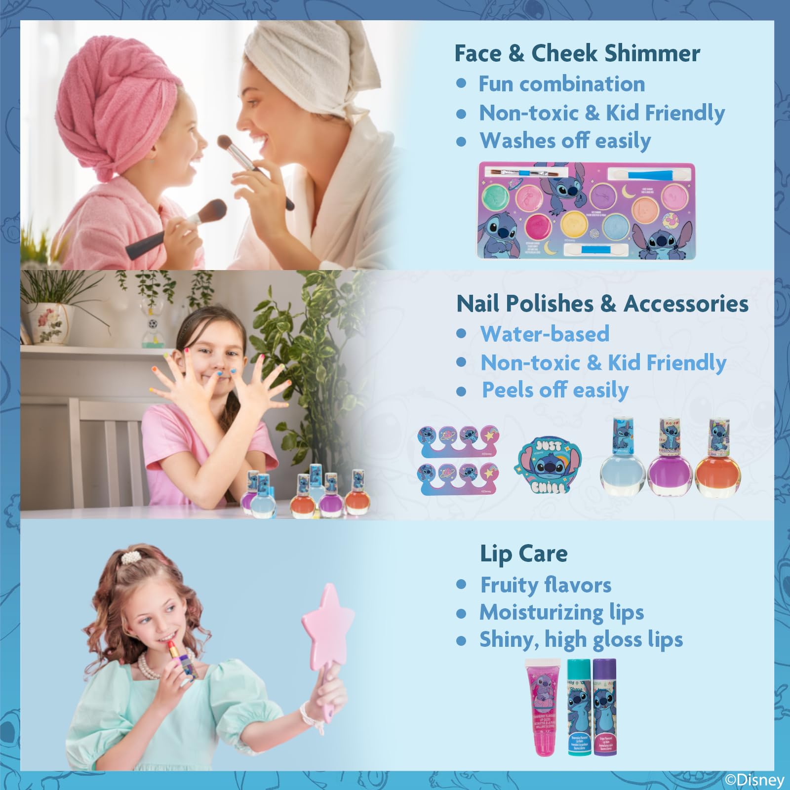 Townley Girl Stitch Train Case with nail polishes and bubble gum scent