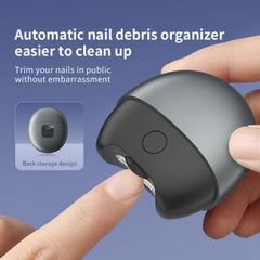 Toxicologist electric nail clipper LED light in action for precise trimming