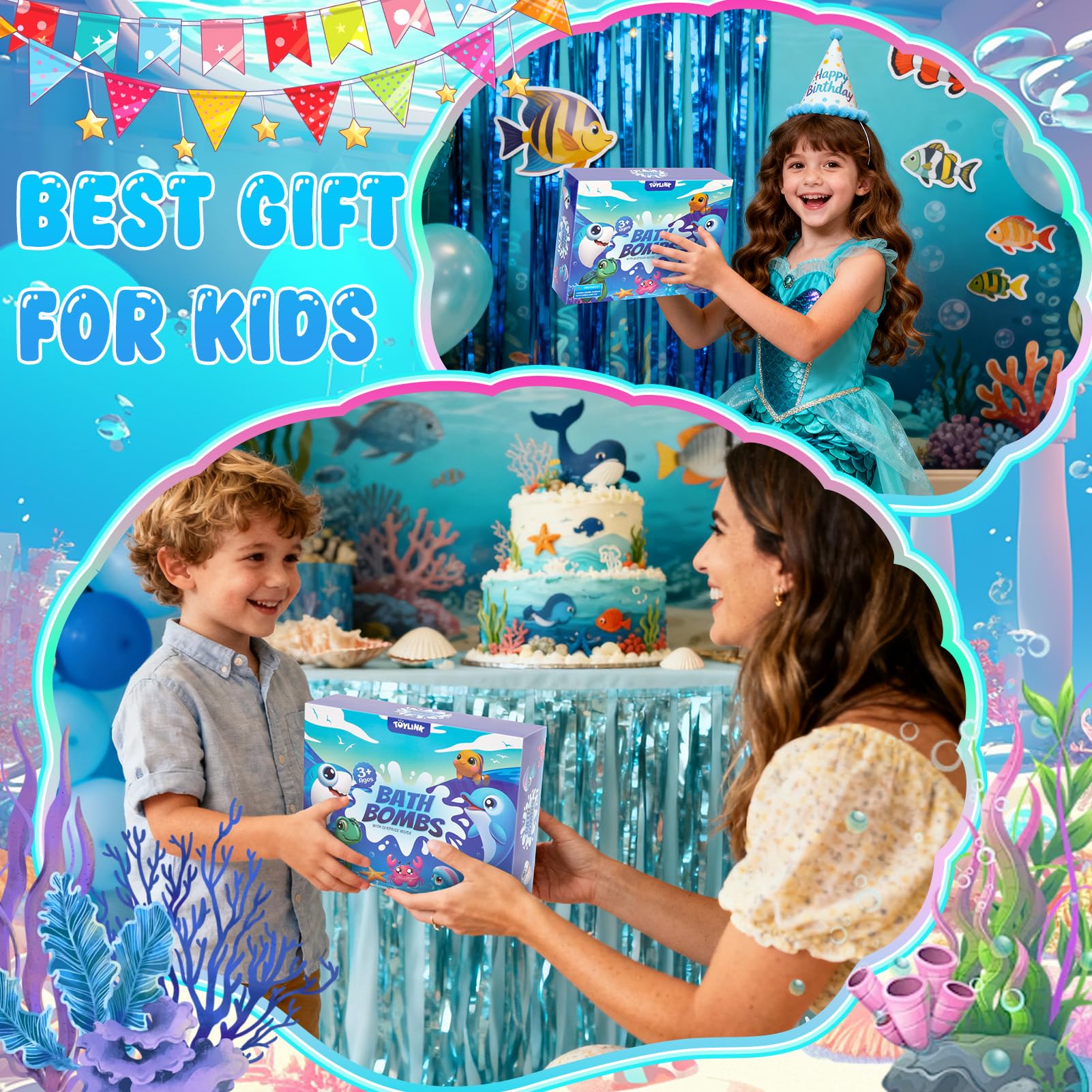 Toylink Ocean Bath Bombs gift-ready packaging for birthdays and holidays.