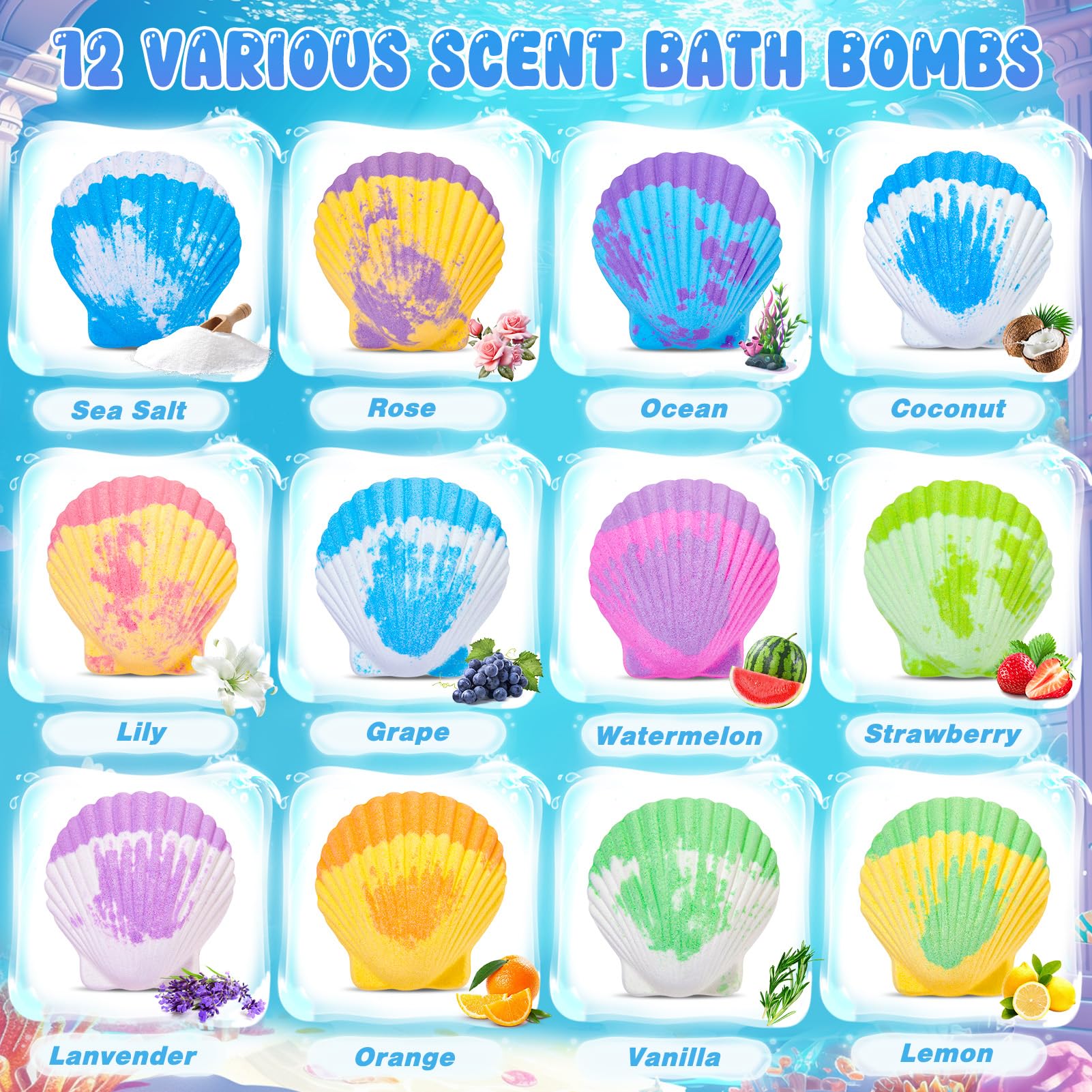 Toylink Ocean Bath Bombs submarine toy visible as fizz colors swirl.