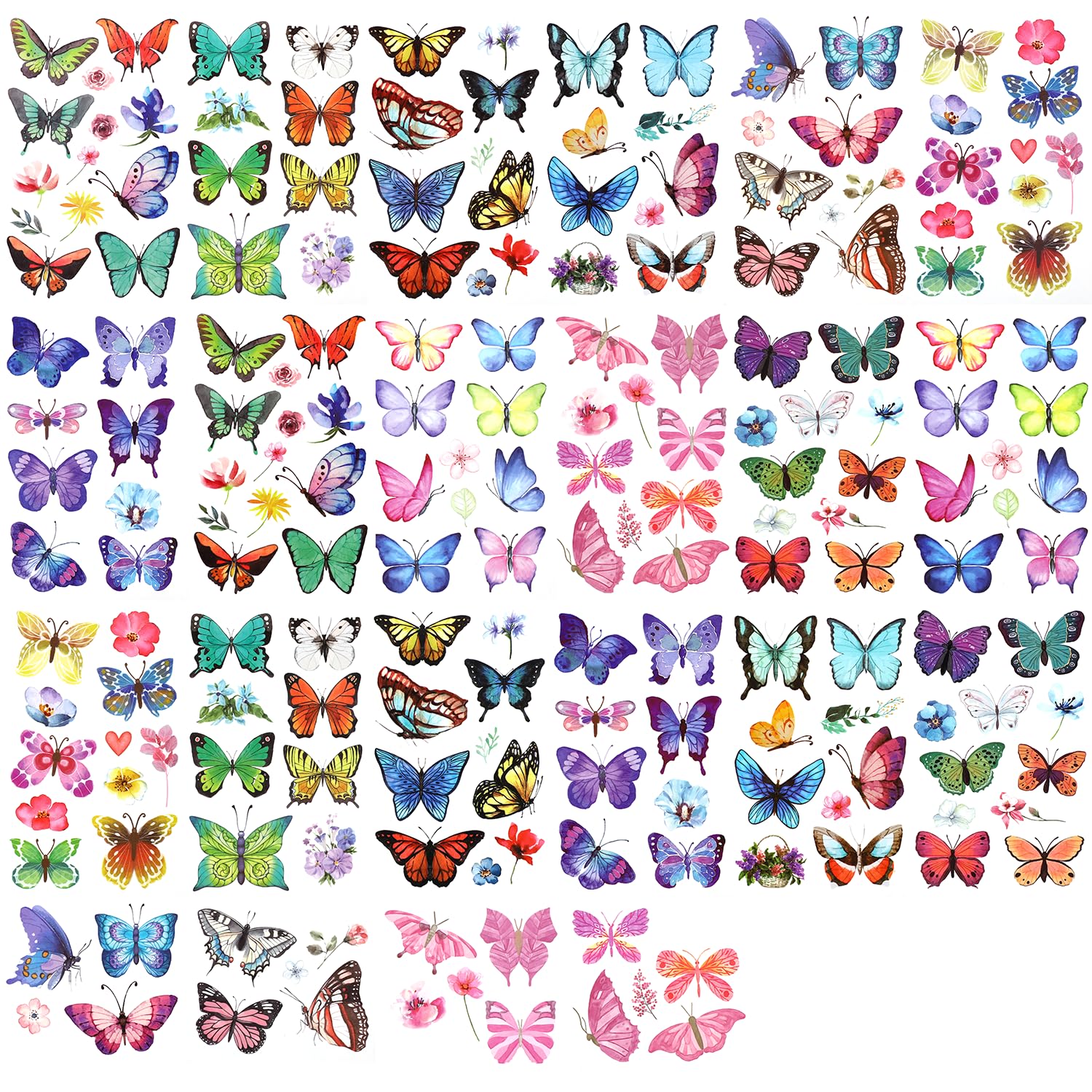 TOYMIS 100pcs butterfly tattoos packaging shows value for party favors and gifts.