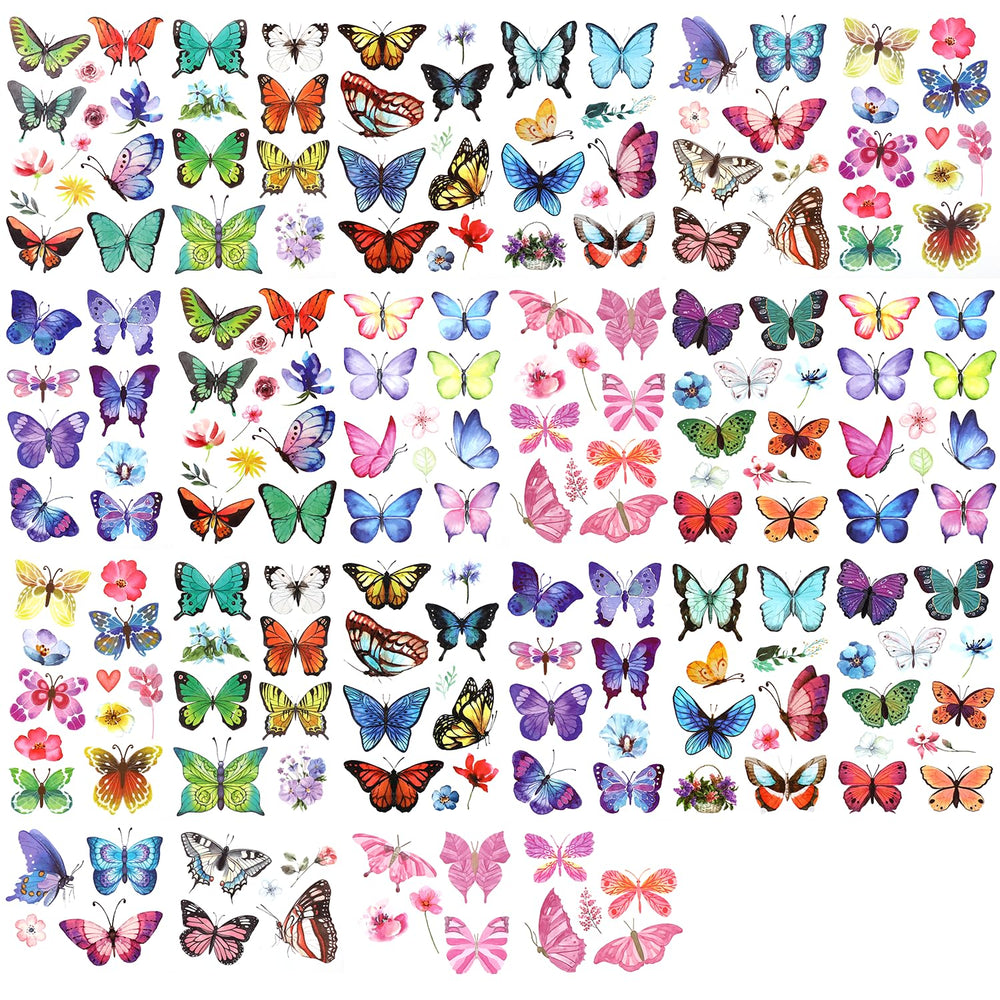 TOYMIS 100pcs butterfly tattoos packaging shows value for party favors and gifts.