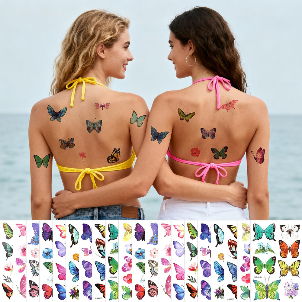TOYMIS waterproof skin-safe tattoos ideal for pool parties and beach days.