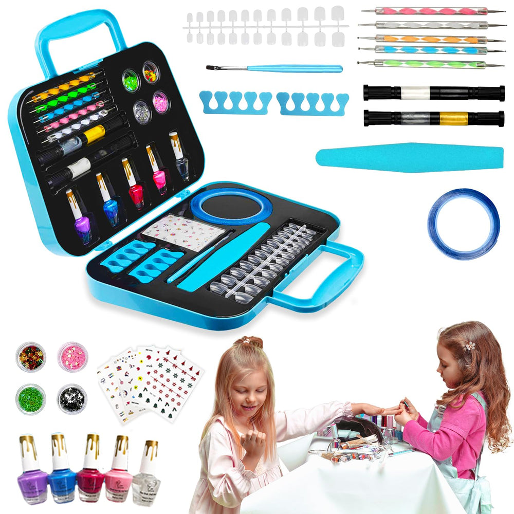 Toysical Nail Art Kit contents laid out for creative kid-friendly manis.