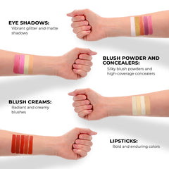 Toysical teen makeup swatches display color variety for beginners and daily looks.