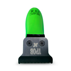 TPOB Ghost X ergonomic handle close-up for extended grooming sessions.