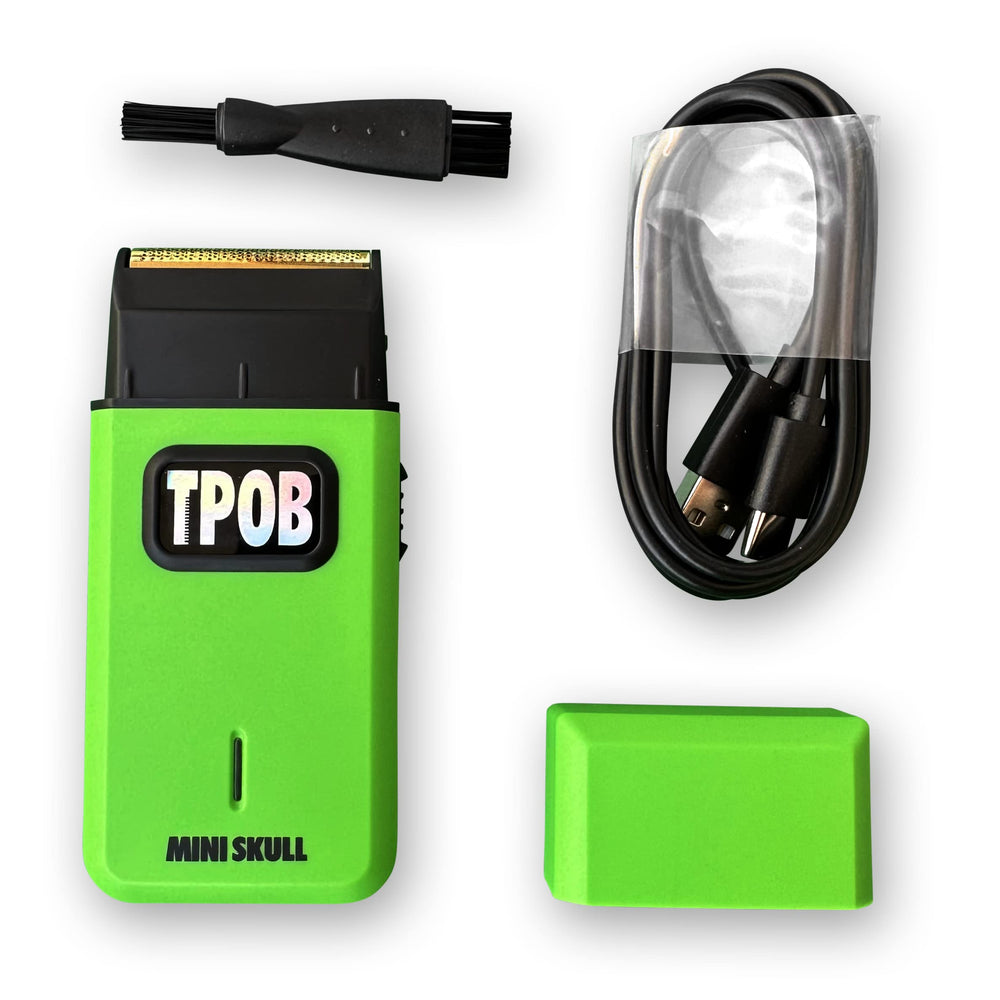 TPOB Mini Skull Single Shaver precision-cut blade close-up showing accuracy.