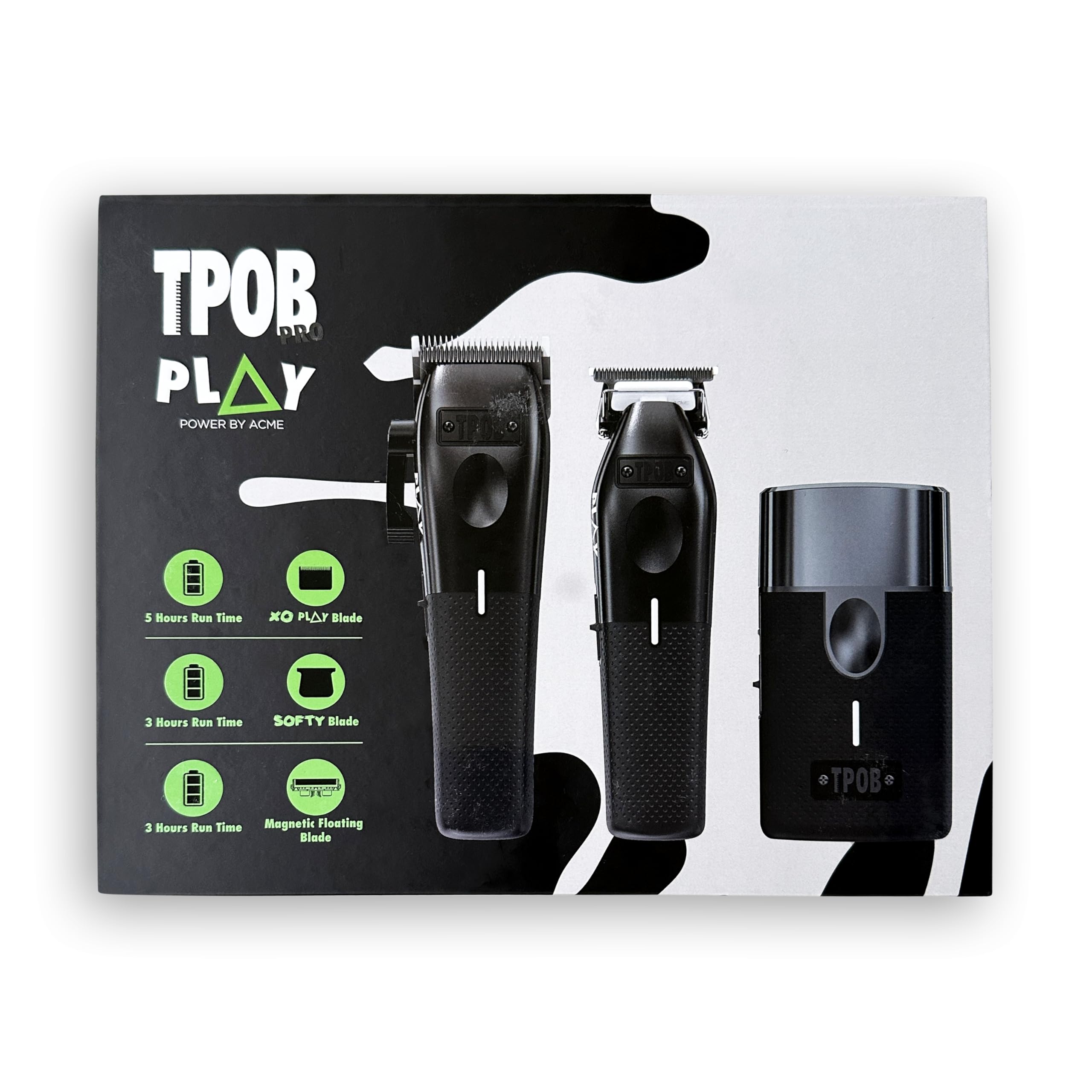 TPOB Play barber clipper rubber grips provide secure, comfortable handling.