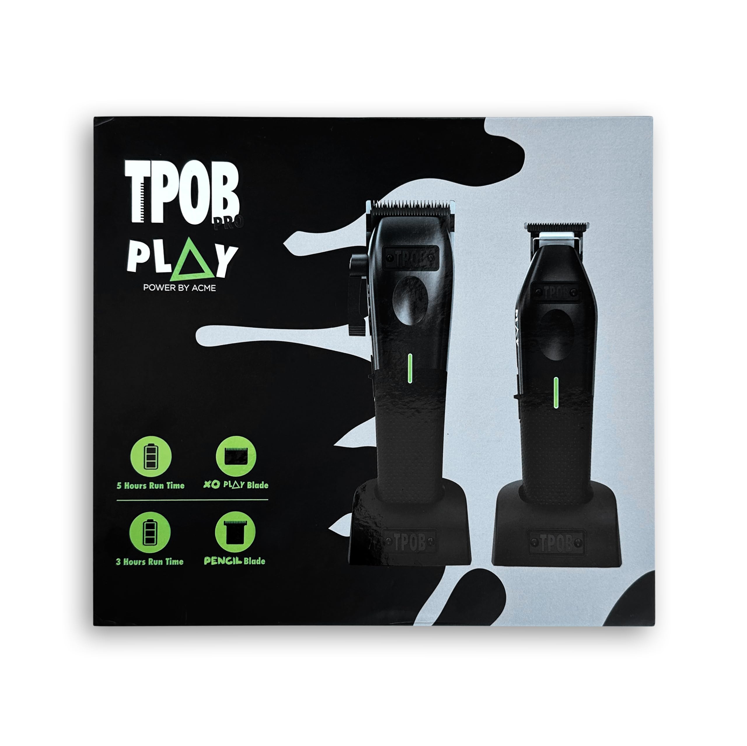 TPOB Play barber clipper side view with rubber grips for comfortable sessions