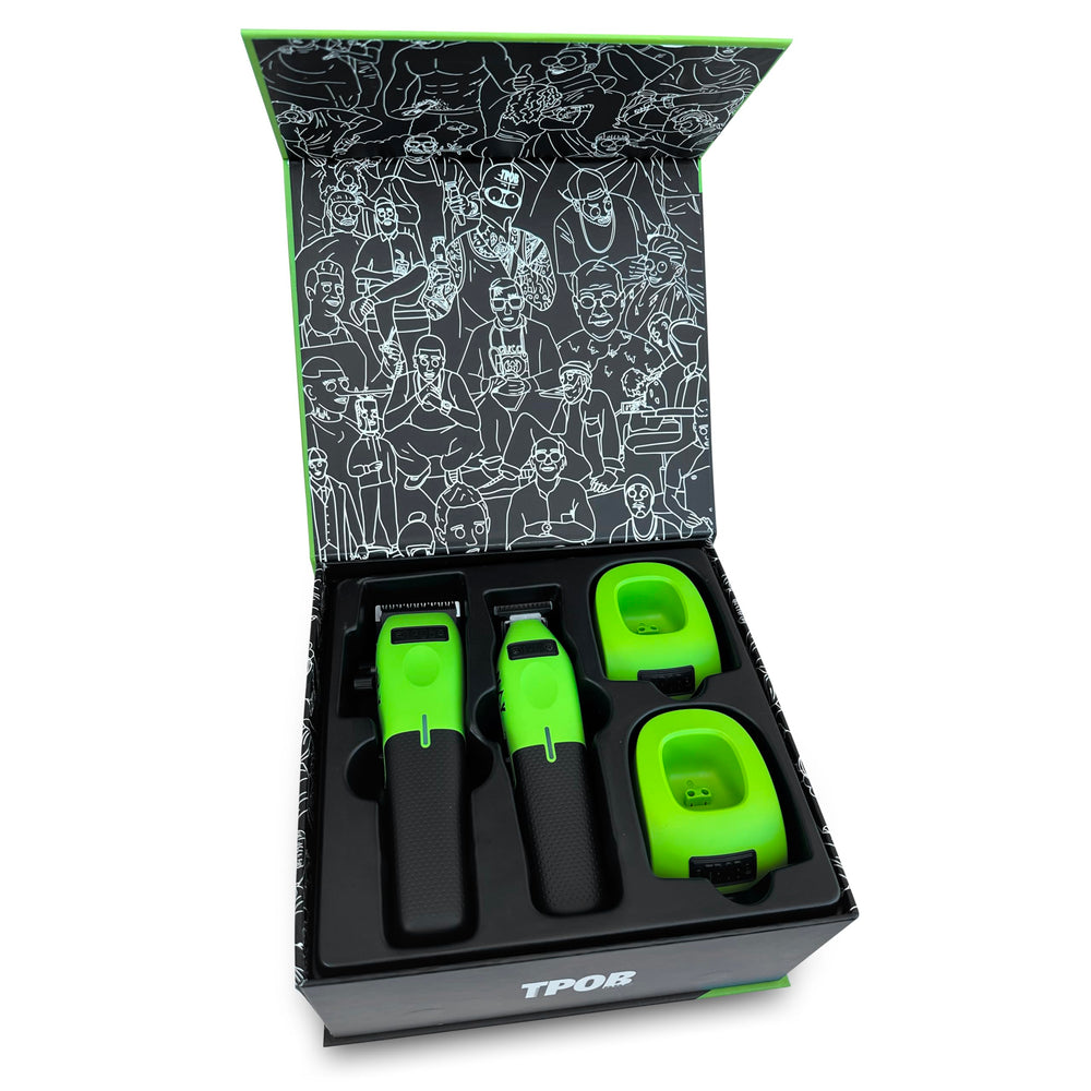 TPOB Play Barber Clippers 6 guide combs for versatile length options.