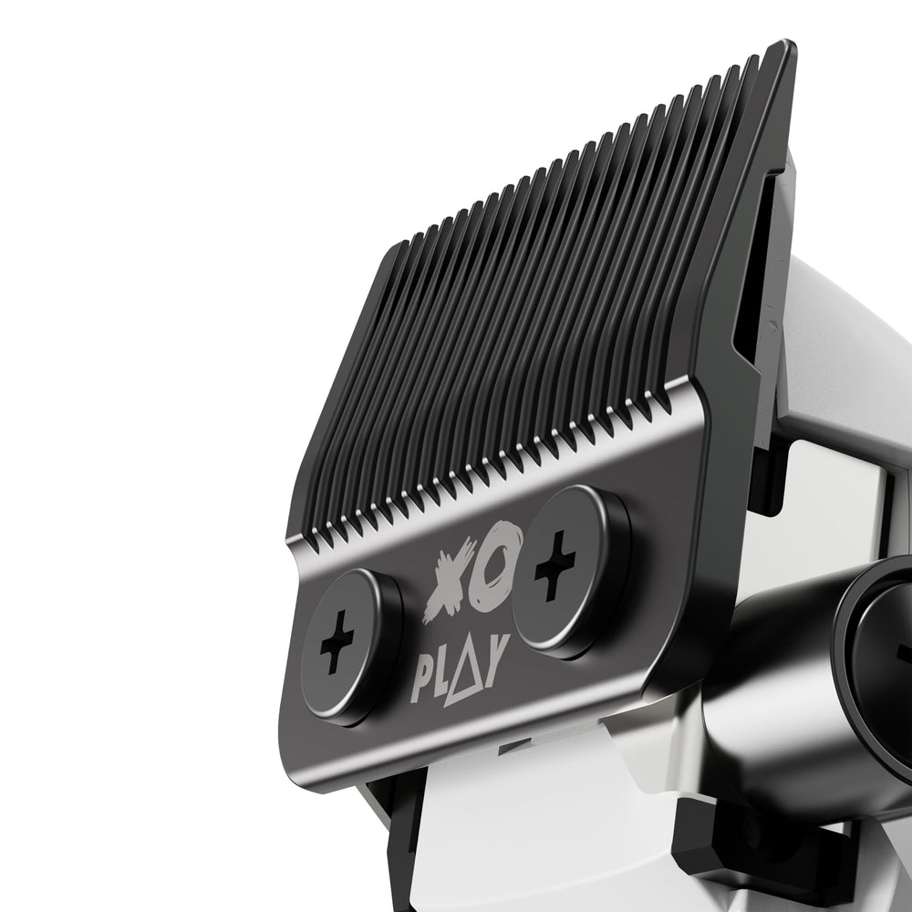 TPOB Play cordless unit charging dock suggests convenience for mobile grooming.