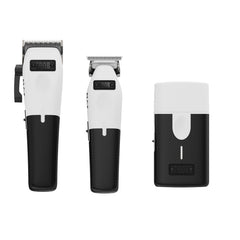 TPOB Play clipper front view in white shows an ergonomic grip for comfortable grooming.