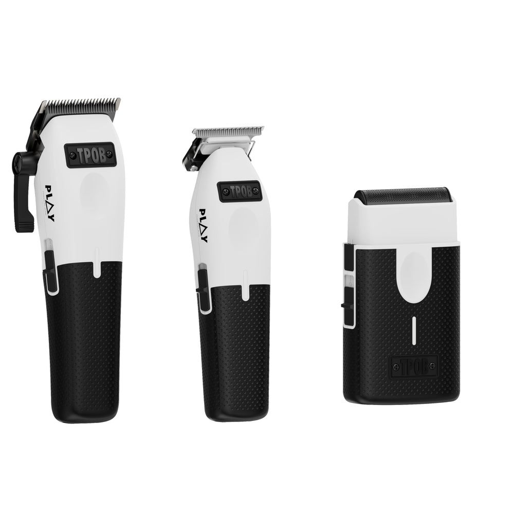 TPOB Play white rubber grips provide secure handling during long trims.
