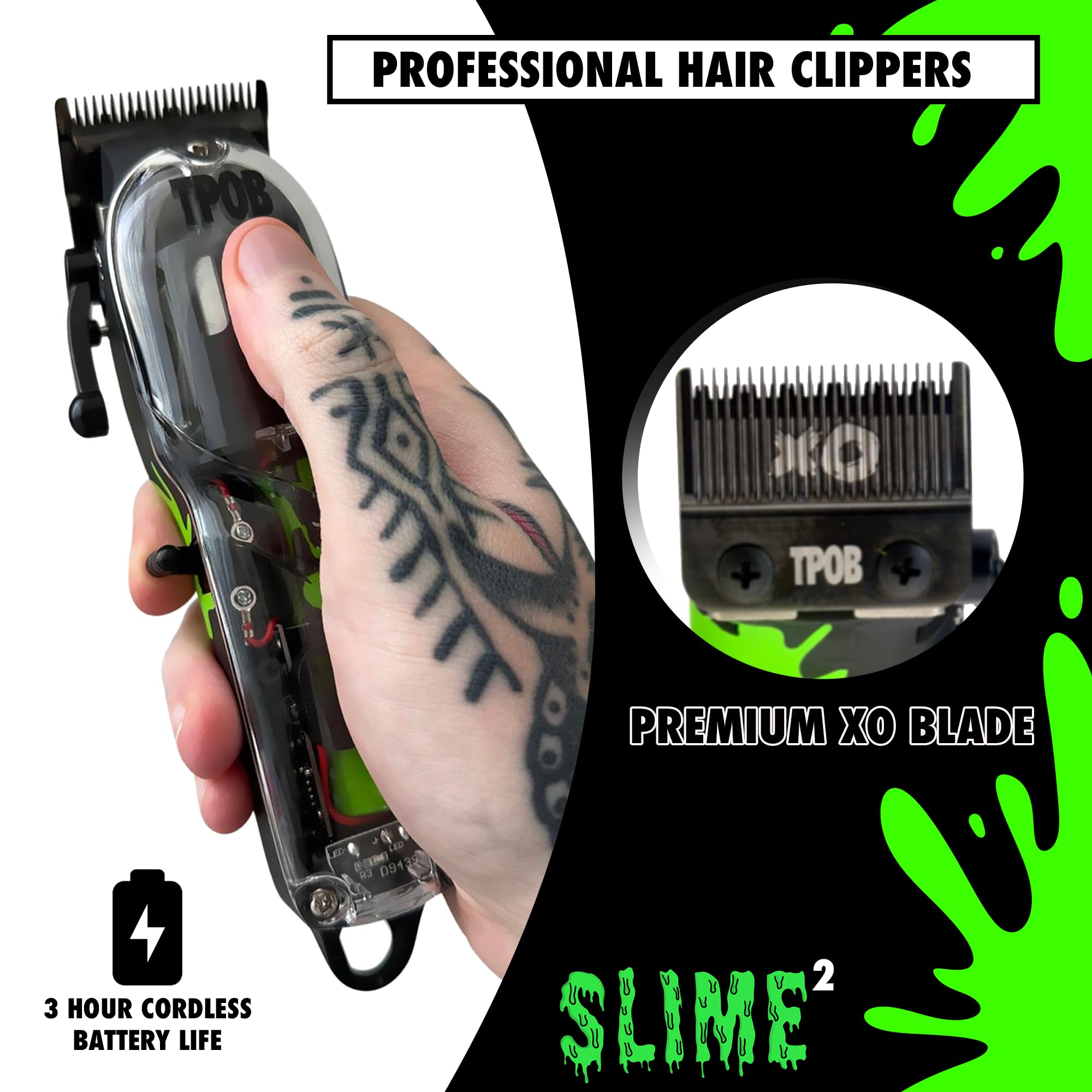 TPOB Slime 2 Pro Clippers cordless design enables unrestricted barber motion.